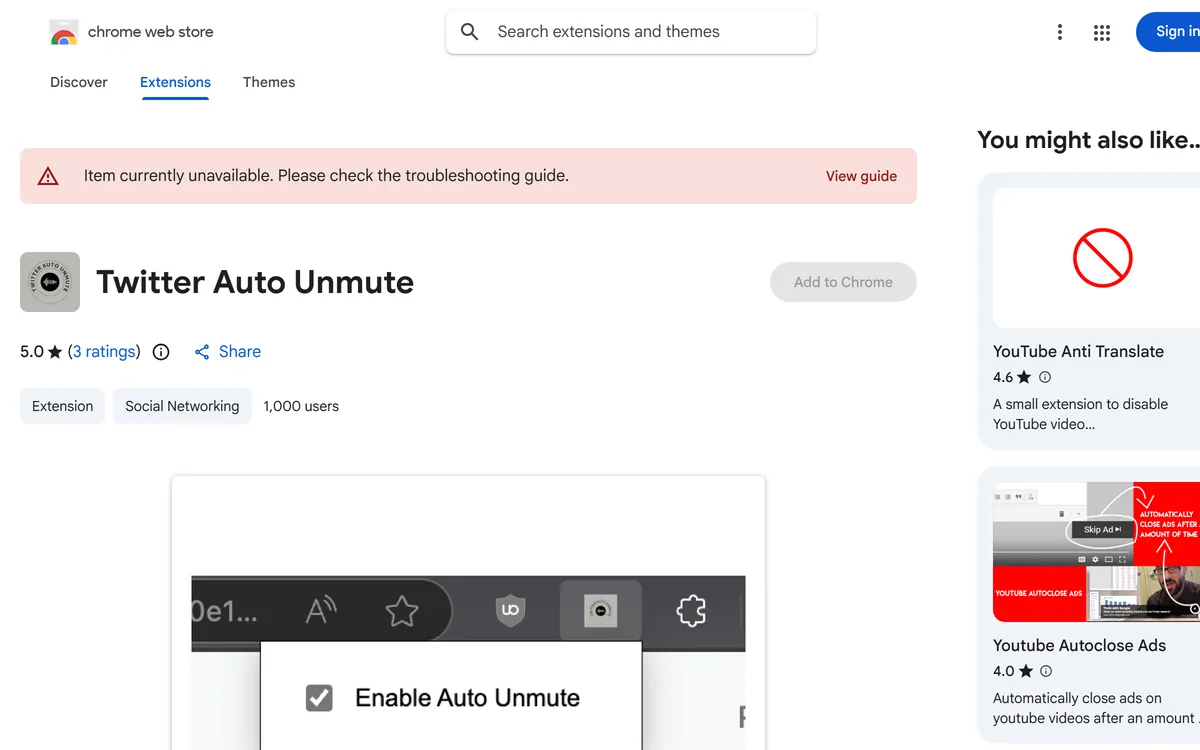 Twitter Auto Unmute screenshot